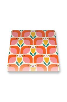 posavasos de ceramica con su envoltorio - kate rhees - pajaros y tulipanes-5038681160534