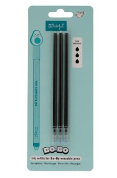 set de 3 recambios de tinta para boligrafos borrables bo-bo - neg ro-8445641075154