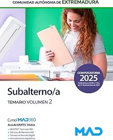 subalterno administracion de la comunidad autonoma de extremadura temario especifico 2022-9788414292624