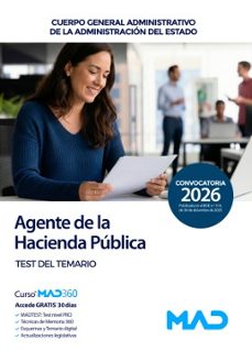 agente de la hacienda publica (cuerpo general administrativo de la administracion del estado). test del temario. agencia estatal de administracion tributaria aeat-9791370285234