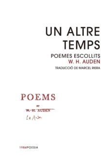 un altre temps: poemes escollits w.h. auden-w. h. auden-9788416987344