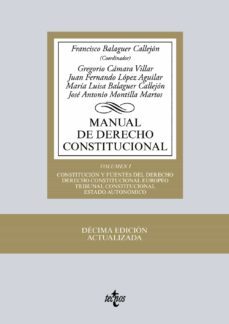 manual de derecho constitucional (10ª ed.) (vol. i): constitucion y fuentes del derecho: derecho constitucional europeo, tribunal constitucional, estado autonomico-francisco(coord. balaguer callejon-9788430966554