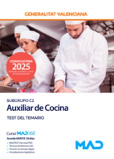 escala auxiliar de cocina (c2-03-02 cuerpo de servicios auxiliare s). test del temario. generalitat valenciana-9788414297384