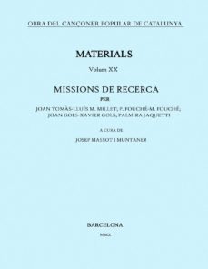 Portada de OBRA DEL CANÇONER POPULAR DE CATALUNYA. VOLUM XX : MISSIONS DE RECERCA